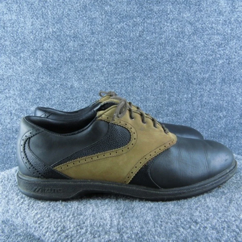 Mizuno Golf Cleat Men Saddle Oxfords‎ Shoes Size 11 Medium Black Leather Lace Up